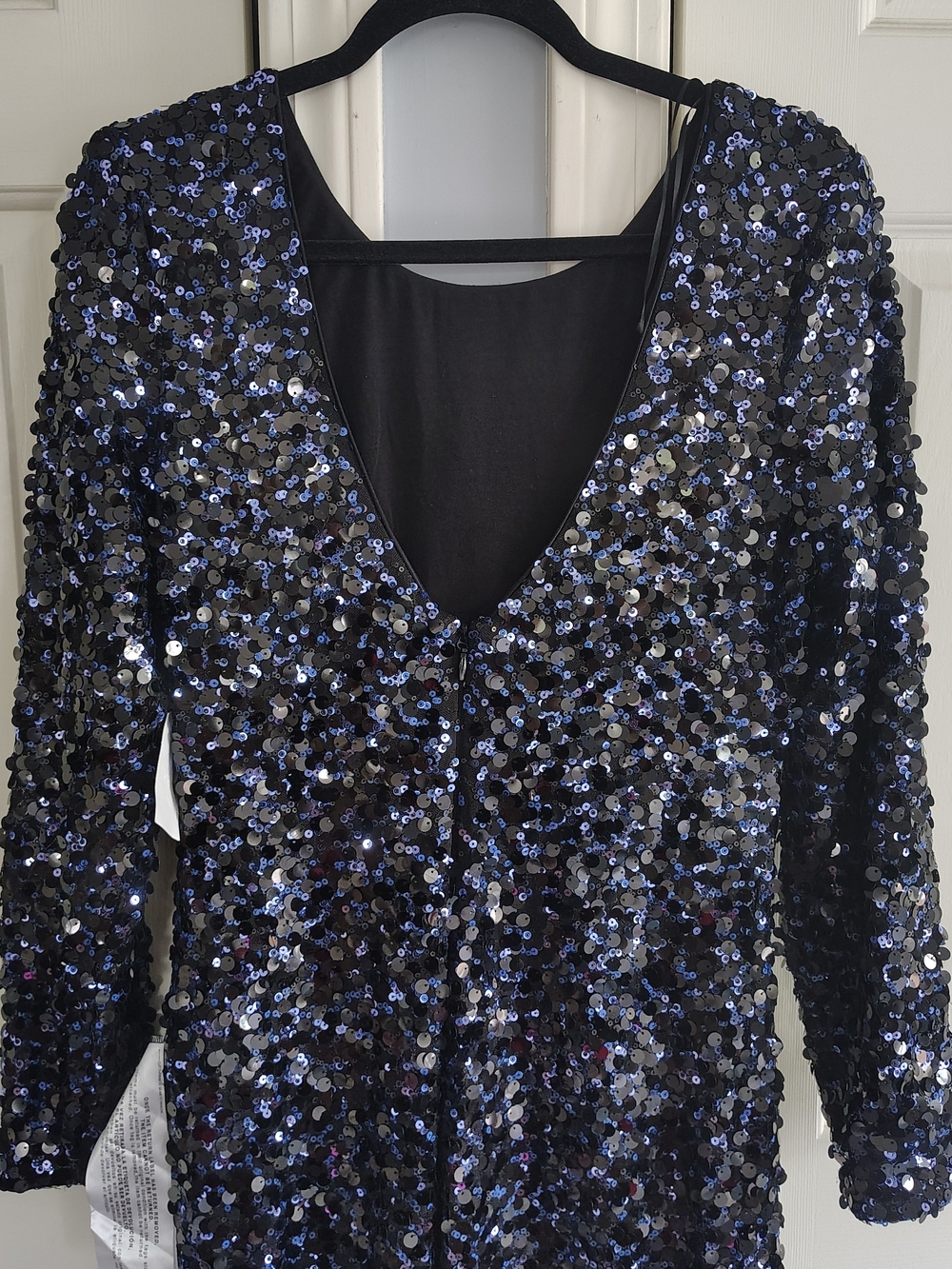 Dress The Population Sequin Dress in Navy - Elegant Long-Sleeve Dress XXL - Picture 7 of 15